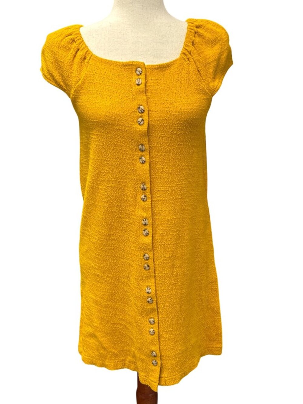 Madewell Texture & Thread Cap Sleeve Dress~Size XS~Tuscan Yellow Mini L18 10 - Picture 3 of 10